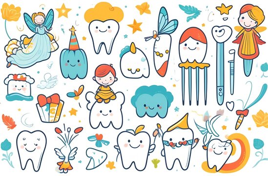 White teeth on White background.  dental seamless pattern.