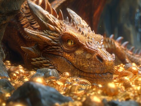 Wealth and finance managed by a council of dragons guarding vaults filled with gold and precious metals