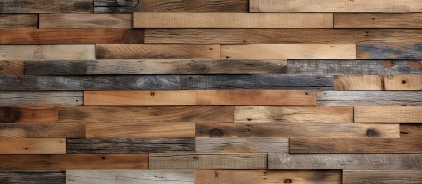 Vintage wooden floor texture with different colors and types of wood