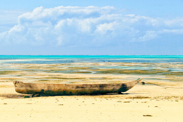 Scenic view of moored boat at Jambiani beach, Zanzibar