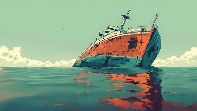 An scene of a sinking ship serves as a cautionary reminder of the potential risks and losses ociated with grain shipping and the importance of having reliable insurance