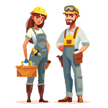 Handyman or Fixer as Skilled Man and Woman Wearing O