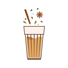 Indian hot drink vector. Indian chai icon. Chai is Indian drink. Kerala tea shop illustration vector eps. Indian Kerala roadside. Kerala tea shop line drawing. Kerala Old.