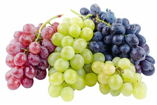 bunch of red grapes on white background 