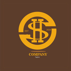 letter H and S monogram square shape logo orange