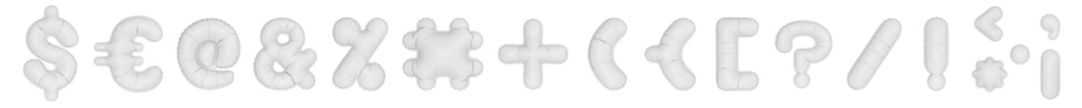 3D Helium Balloons Signs/Symbols collection set with Matte white color