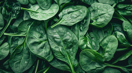 Fresh Organic Spinach Leaves Create a Wholesome Vegan and Healthy Backdrop