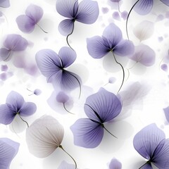 Purple flower petals and leaves on white background ? floral design and nature theme