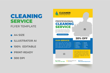 Cleaning service business promotion flyer design template
