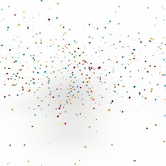 Colorful confetti scattered on white background for celebrations and festive party decor