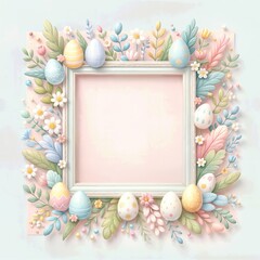 Dreamy Pastel Easter Frame with Floral and Egg Accents
