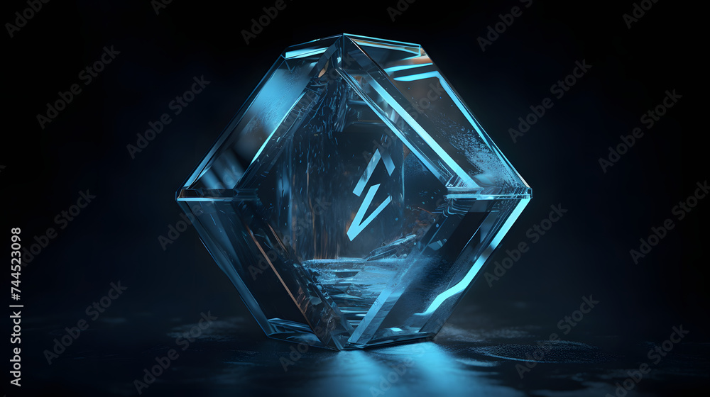 Poster abstract triangle logo with two glowing triangles