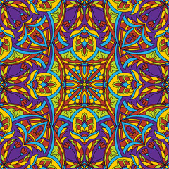 Seamless floral pattern with mandala vector illustration