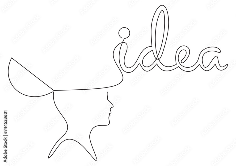 Poster allegory of solution and creative search. minimalism concept of idea and creativity.continuous one d