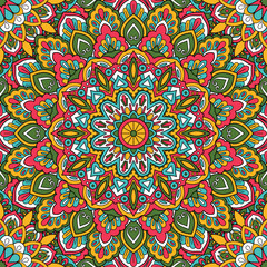 Seamless floral pattern with mandala vector illustration