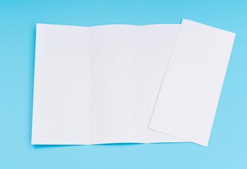 Trifold White Template Paper Blue Background