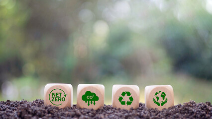 Net zero and carbon neutral concept Net zero greenhouse gas emissions target Long-term climate...