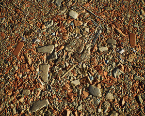Ground surface with construction rubble. - 744525468