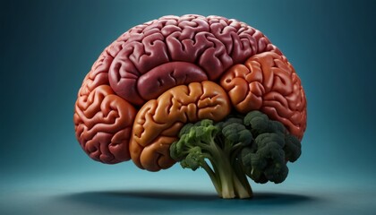 Model of human brain maked from vegetables and fruits