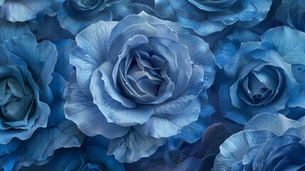 close up of blue roses at dawn showcasing intricate petal textures and vibrant colors in macro shot
