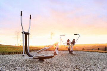 Fototapeta premium Exercise equipment in a public park.