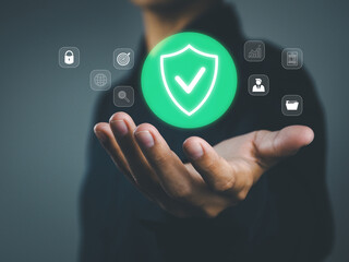 Business and data security shield on the internet To check the security of network connections