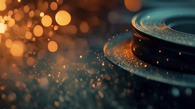 Each sweep of the eraser leaves behind a trail of fine chalk dust creating a background resembling a grainy old film reel.