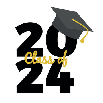 Vector Class of 2024. Student, graduation cap