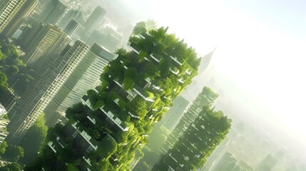 Green futuristic skyscraper, environment and architecture concepts