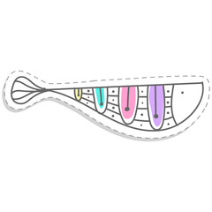 Hand drawn doodle cute pastel fish sticker