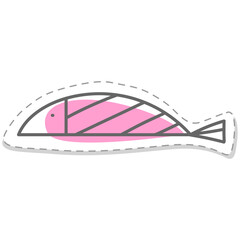 Hand drawn doodle cute pastel fish sticker