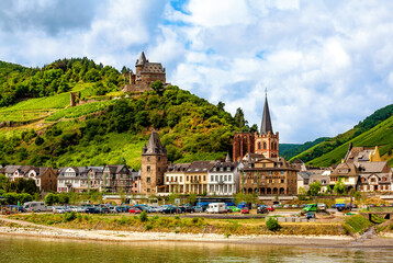 Castle Stahleck, Bacharach, Rhineland-Palatinate, Germany, Europe. - obrazy, fototapety, plakaty