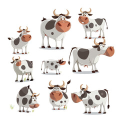 Lovely Cow Character with Horns and Udder Engaged in