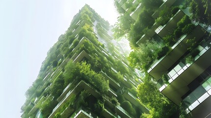 Green futuristic skyscraper, environment and architecture concepts