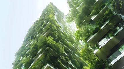 Fototapeten Green futuristic skyscraper, environment and architecture concepts © Lucky Ai