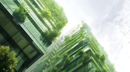 Deurstickers Green futuristic skyscraper, environment and architecture concepts © Lucky Ai