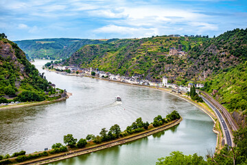 View of Rhine River, Rhineland-Palatinate, Germany, Europe.
