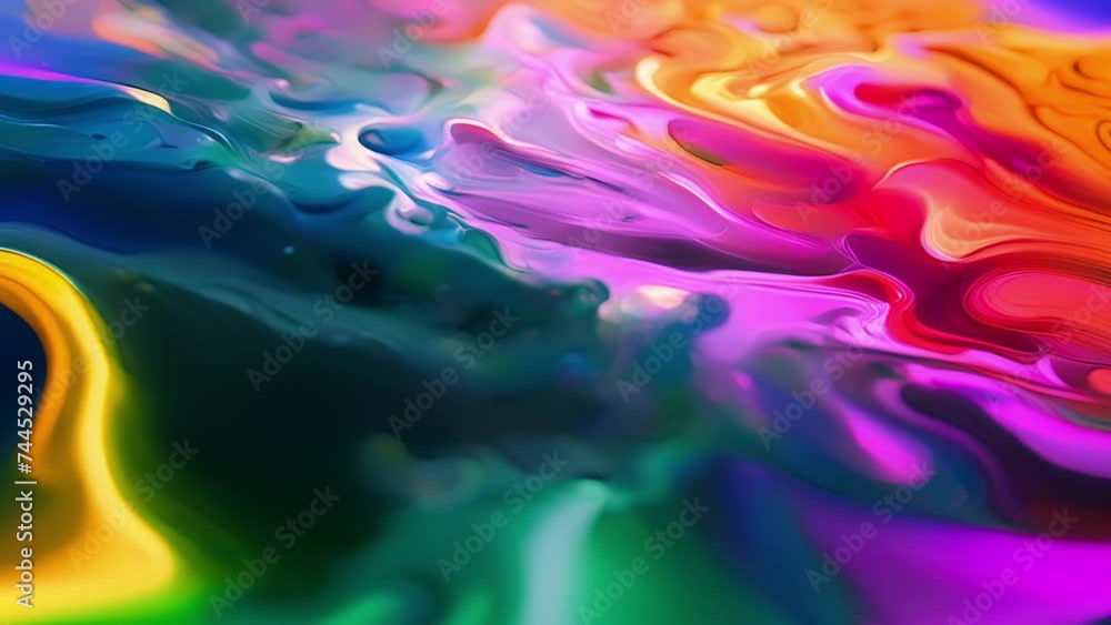 Poster a play of light across an undulating surface with each ripple revealing a new spectrum of colors in 