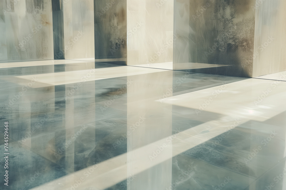 Poster abstract architectural background with reflections and caustics. futuristic background image. create