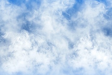 An ethereal expanse of blue-tinted smoke swirls, suggestive of tranquility and the seamless melding of air and vapor. This image captures the dynamic essence of smoke in motion against a soothing blue
