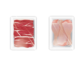 Pork and chicken package, vector illustration