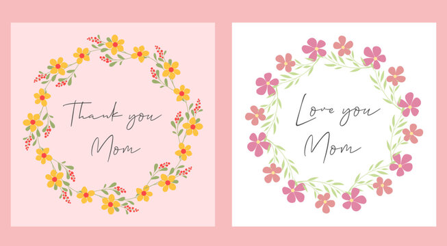 Mother's Day card designs, cute flowers and handwriting, great for cards, invitations, gifts, banners - vector design