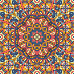 Seamless floral pattern with mandala vector illustration