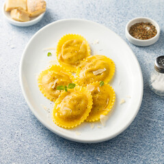 Traditional homemade ravioli with cheese