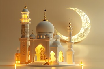 vector art of Modern 3D greeting card Islamic holiday banner suitable