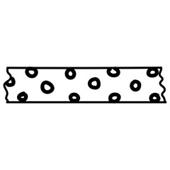 Hand drawn black white cute doodle scribble washi tape line