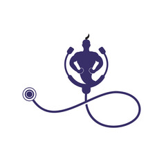 Stethoscope with genie vector logo design.