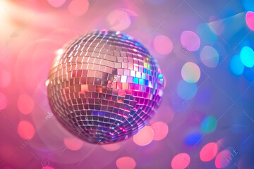 Obraz premium disco ball on colorful background with light effects 