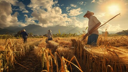 Field Crop Harvesting - obrazy, fototapety, plakaty