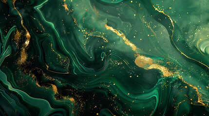 emerald green and gold abstract design in the style o